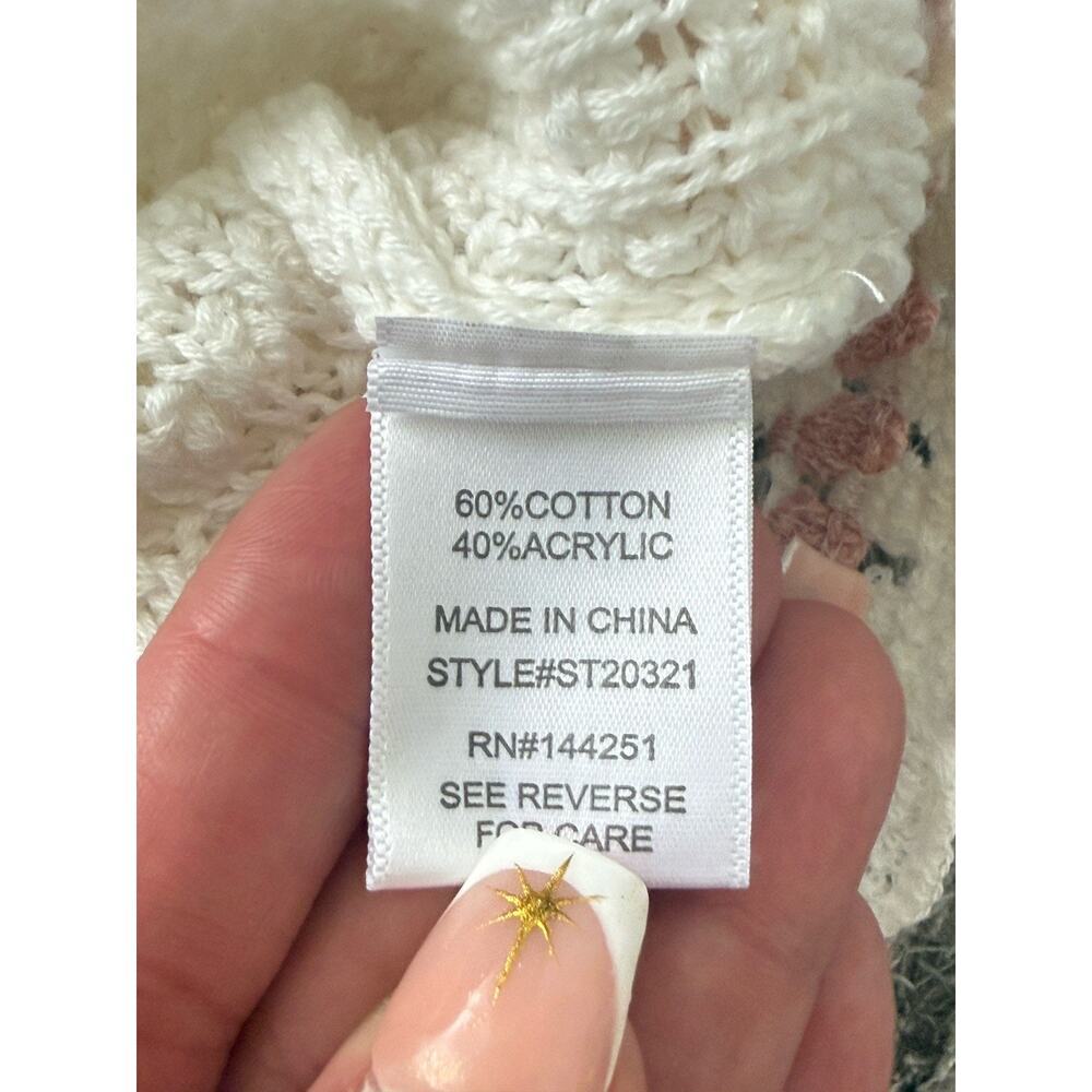 Sincerely Jules Ivory Crochet Granny Square Grandmacore Sweater Size Large - Picture 9 of 14